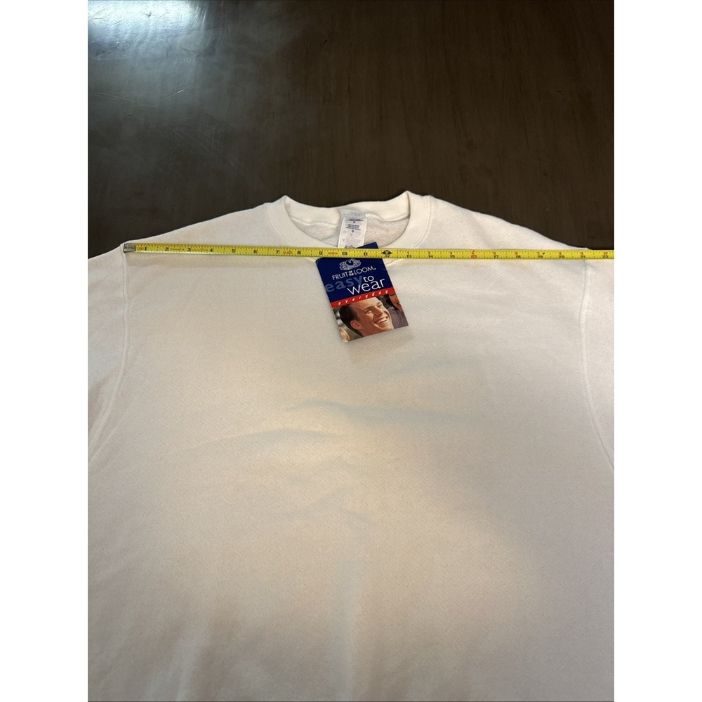 Fruit of The Loom Mens L White CrewNeck Sweater 90s Vintage Deadstock Retro Y2K - Picture 9 of 12